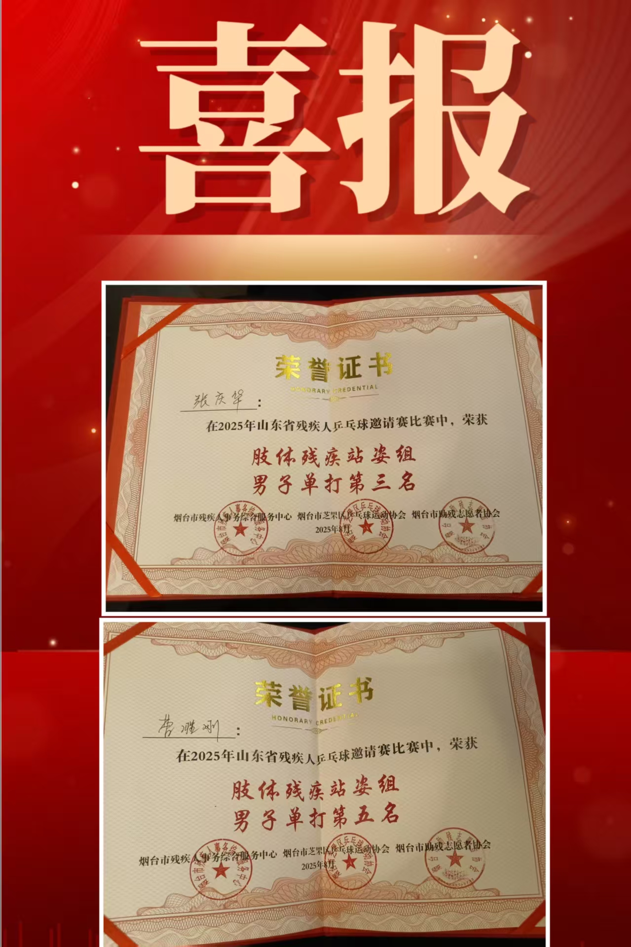 我市残疾人运动员在山东省残疾人乒乓球邀请赛展现风采(图2)